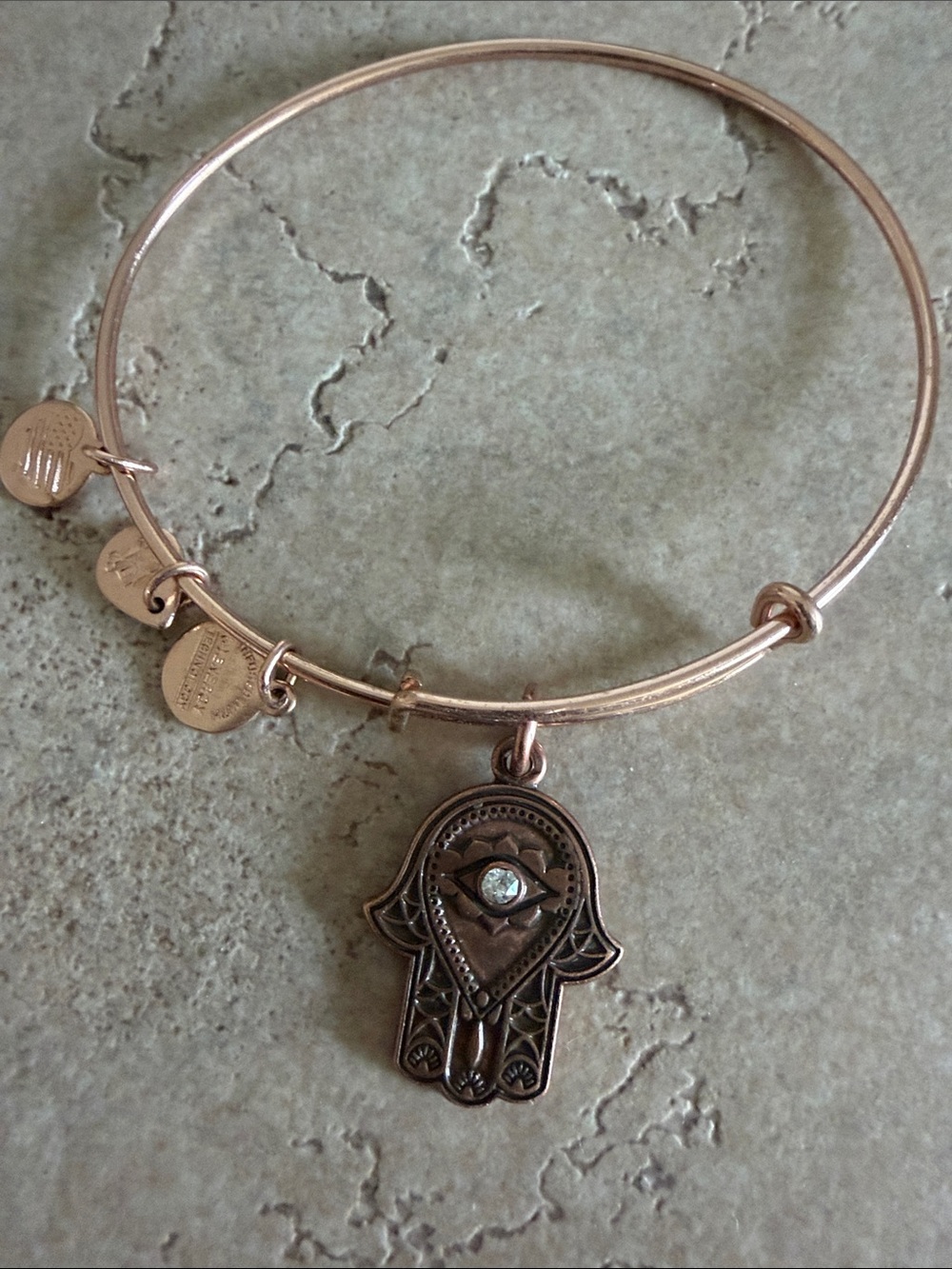 Alex and Ani Rose Gold Hand of Fatima Bangle Bracelet